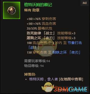 《恐怖黎明》格特沃姆的徽记属性一览 掉落地点分享