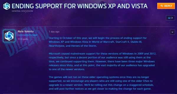 暴雪放弃支持WinXP/Vista 不升不让玩游戏