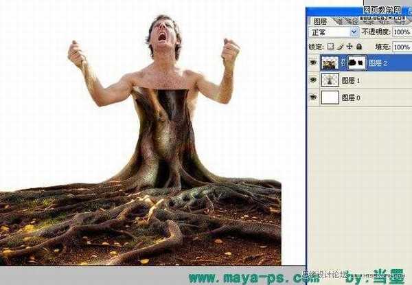 Photoshop合成吓人的树妖制作教程