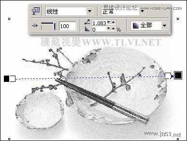 CorelDRAW(CDR)设计绘制中国风水彩效果的盘子和筷子实例教程