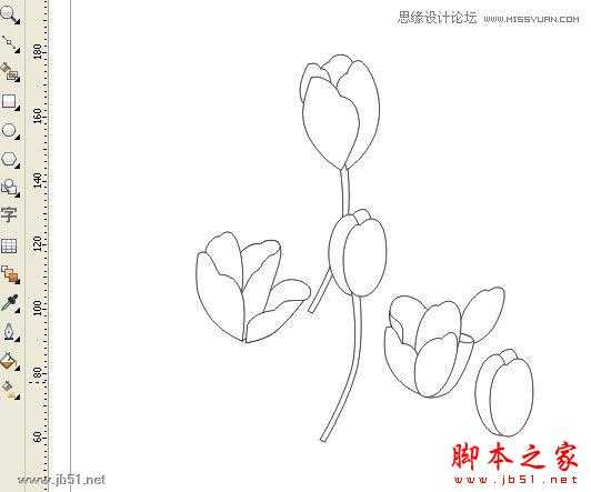 CorelDRAW(CDR)设计绘制漂亮的花朵工笔画效果实例教程