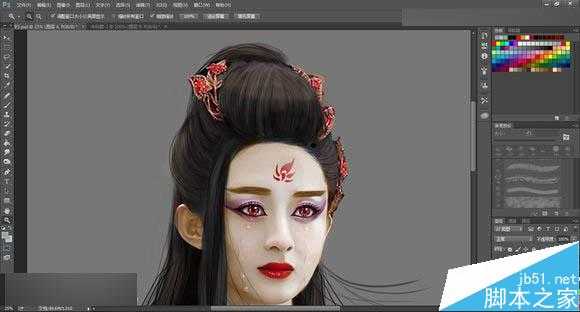 Photoshop把花千骨照片转唯美的流泪手绘效果