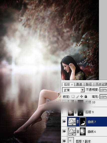 Photoshop将水景人物图片打造唯美的中性红褐色效果教程