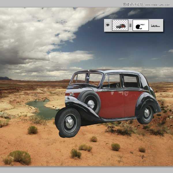 Photoshop创意合成沙漠上行走的鳄鱼汽车教程