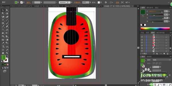 ai怎么绘制西瓜形象的吉他设计图?