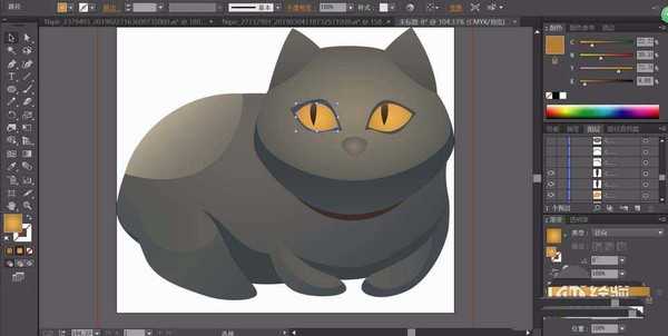 ai怎么绘制胖胖的黑猫? ai画大肥猫的教程