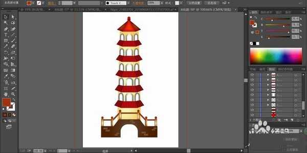 ai怎么绘制六层宝塔效果? ai宝塔插画的画法