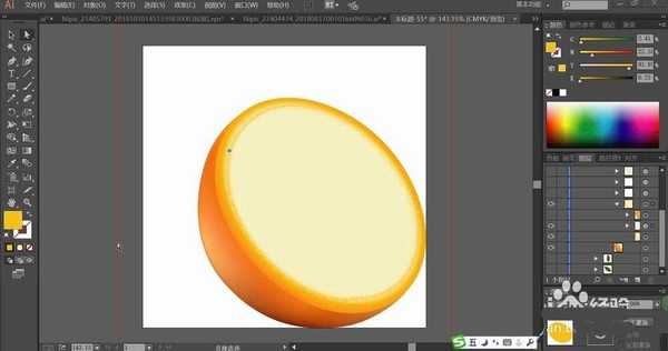 ai怎么手绘逼真的果冻橙? ai切开橙子的画法