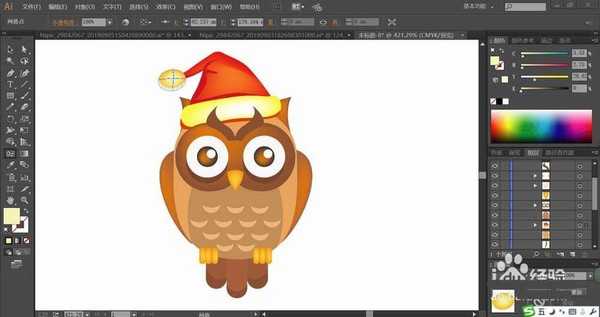 ai怎么设计戴圣诞帽的猫头鹰? ai猫头鹰的画法