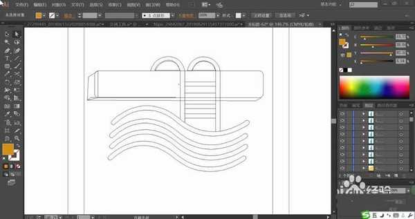 ai怎么手绘游泳池插画? ai游泳池标志的画法