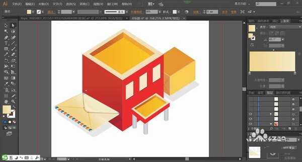 ai怎么设计2.5d立体效果的邮电大楼?