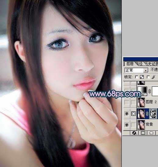 Photoshop 美女头像转成黑白仿手绘效果