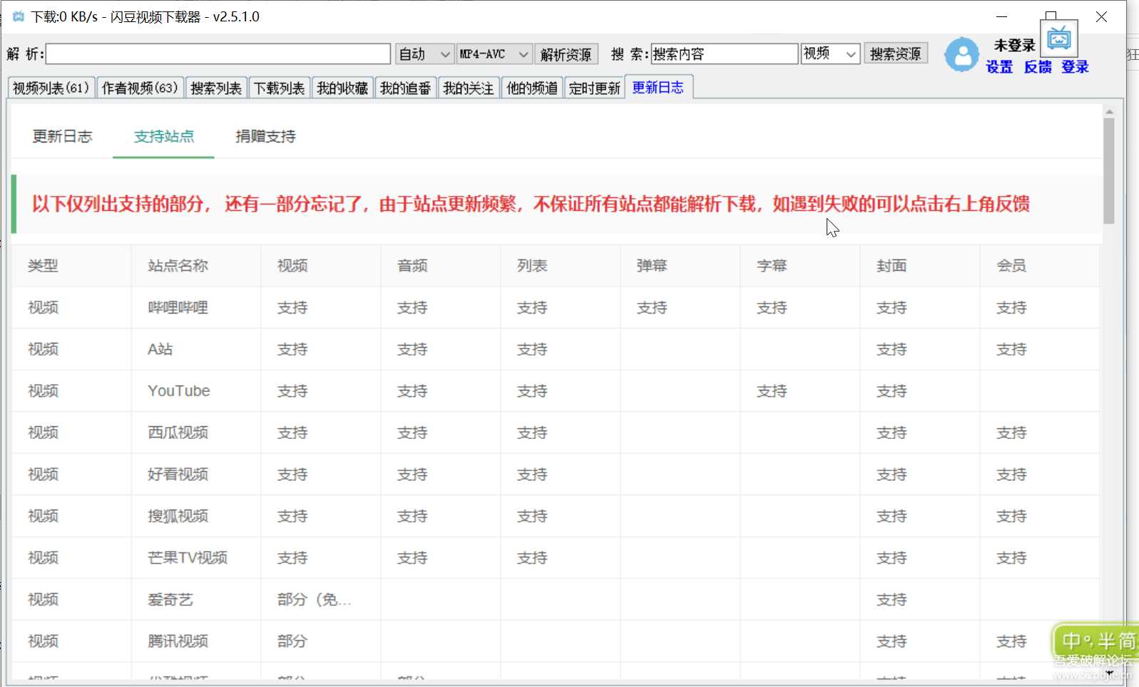 闪豆多平台视频批量下载器2.5.1.0(支持多个视频网站与音乐网站)